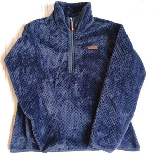 Columbia Jacket Womens Large Navy Fireside II Sherpa Quarter Zip Fleece Jacket